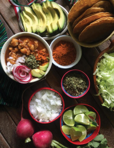 Red pozole soup.